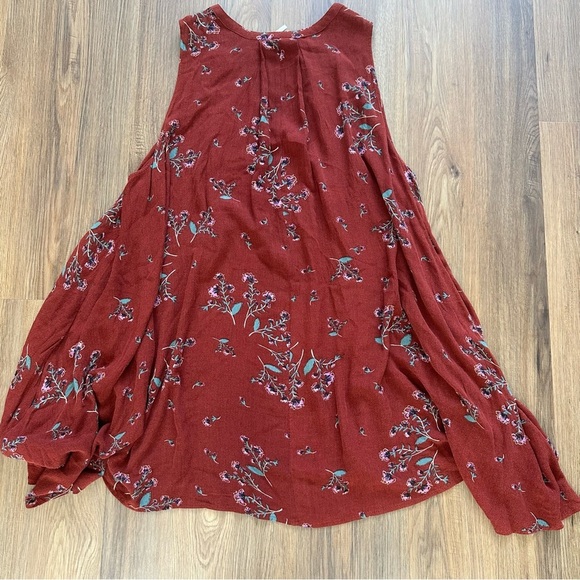 Free People Medium Tree Swing Tunic Red Floral Dress Flowy Boho Top Sleeveless - Picture 4 of 8
